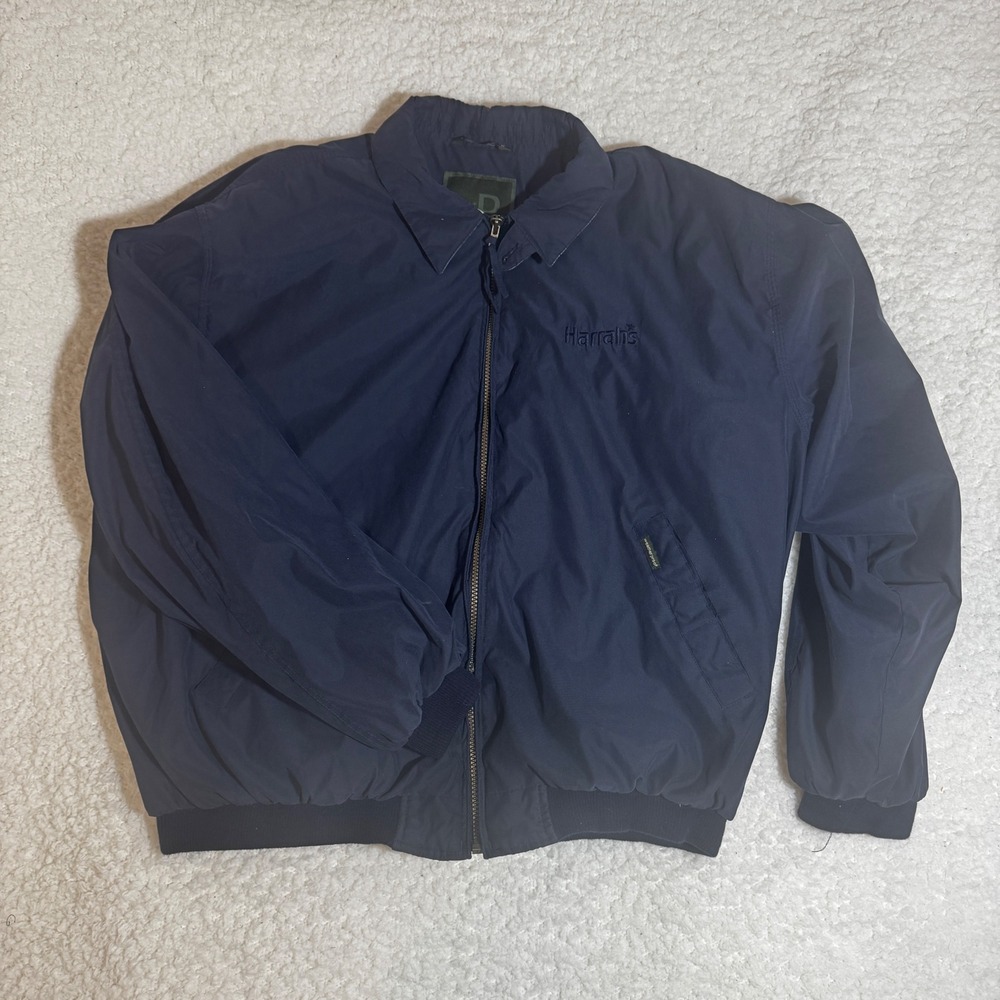 Weatherproof Mens XXL Navy‎ Blue Harrahs Bomber Jacket Full Zip Windbreaker Coat